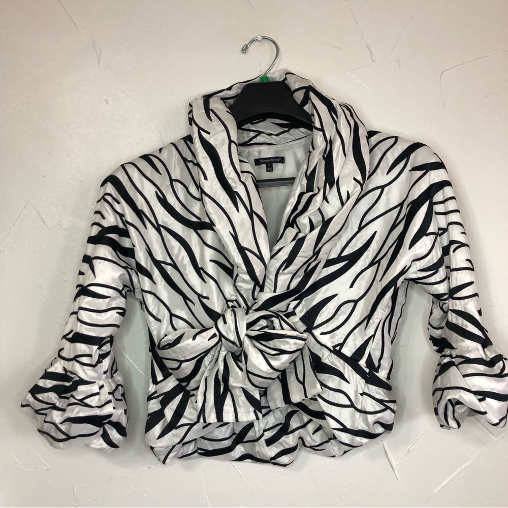 Samuel Dong cropped zebra bubble jacket